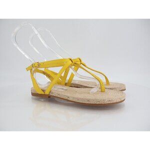 Jack Rogers 1960 Evie Sandals Women's Size 6 Yellow Leather T-Strap Rope Shoes
